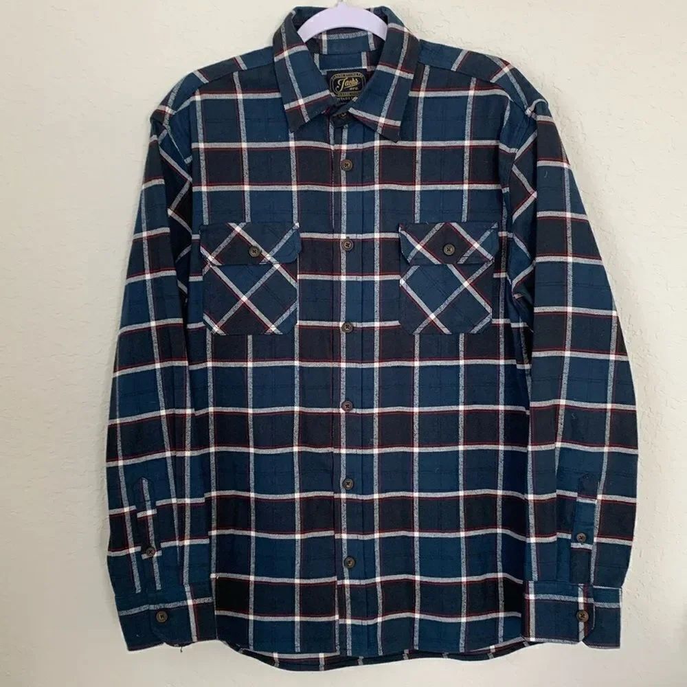Jacks Classic Heritage Flannel Cotton Buttons Pockets Men’s Shirt Size L